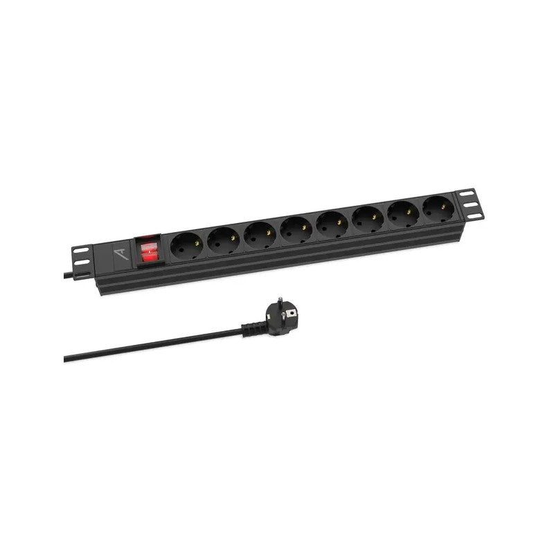 Audibax PSR8-SF - Regleta Profesional de 8 Tomas Schuko para Armario Rack 19" 1U