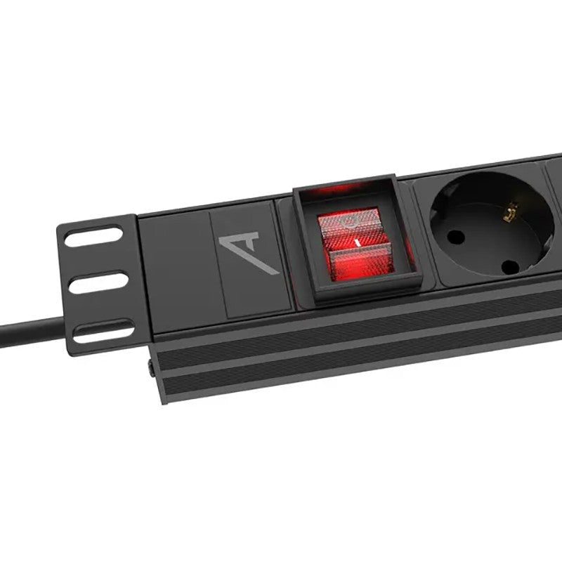 Audibax PSR8-SF - Regleta Profesional de 8 Tomas Schuko para Armario Rack 19" 1U
