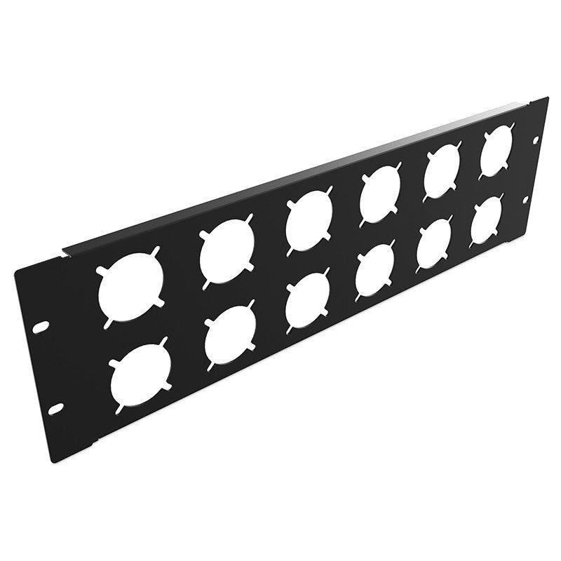 Audibax Rack Panel Vent 3U 12H - Carátula 19" 12 Schukos - Tempo Shop
