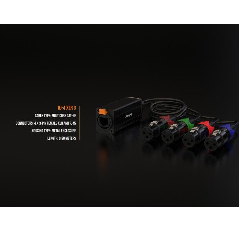 Audibax RJ - 4 - Cable Multicore 4 x XLR Hembra a RJ45 Cat5 - Tempo Shop