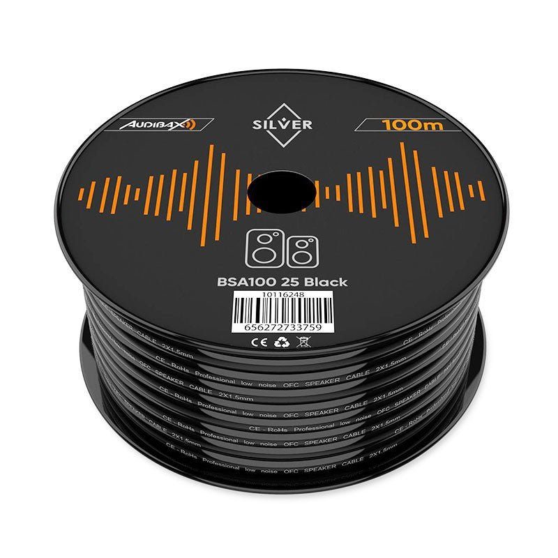 Audibax Silver BSA100 25 Black - Bobina Cable Altavoz 100m 2 x 25mm - Tempo Shop