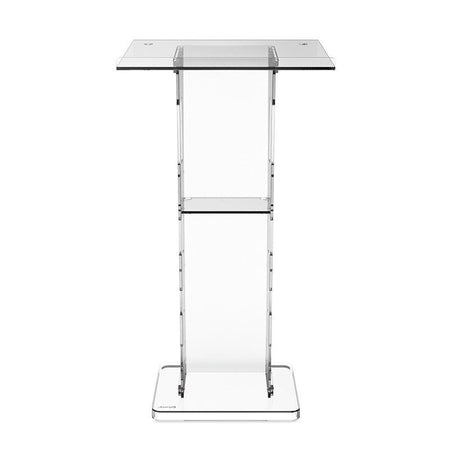 Audibax SPT1057 - Atril transparente de metacrilato con 2 orificios para micrófonos y panel personalizable - Tempo Shop