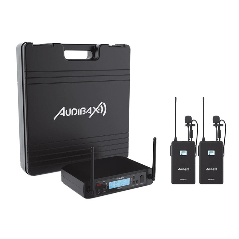 Audibax AWM 202 - Sistema Inalámbrico Micrófono Lavalier de 2 Canales UHF - Tempo Shop