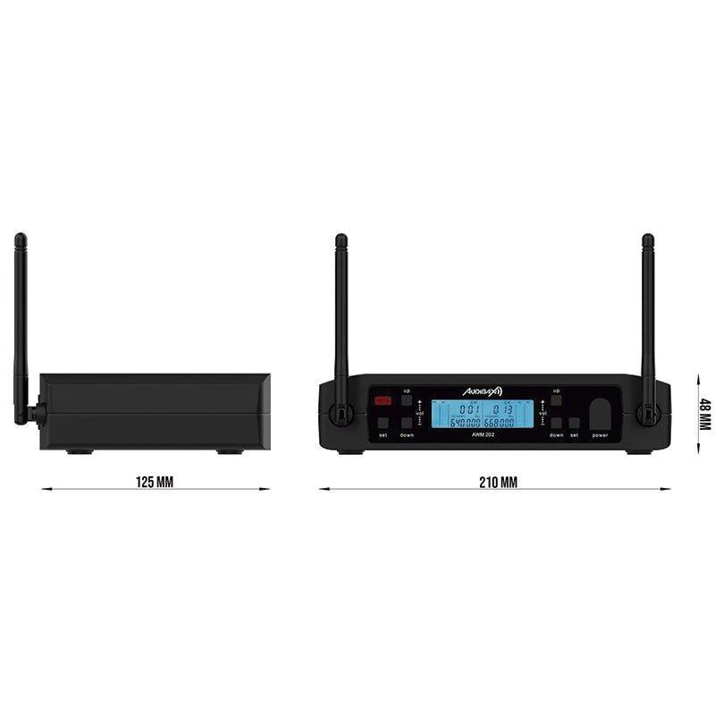 Audibax AWM 202 - Sistema Inalámbrico Micrófono Lavalier de 2 Canales UHF - Tempo Shop