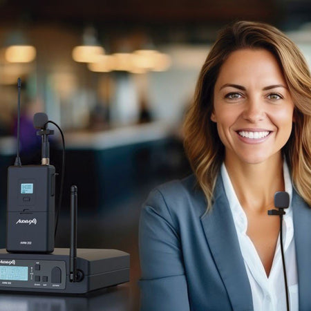 Audibax AWM 202 - Sistema Inalámbrico Micrófono Lavalier de 2 Canales UHF - Tempo Shop