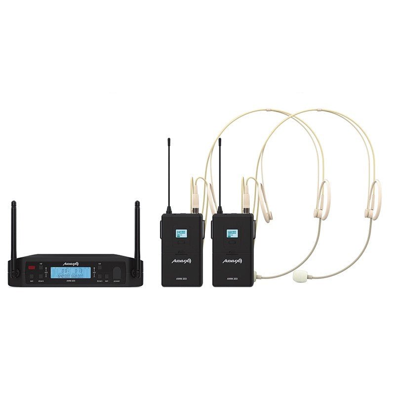 Audibax AWM 203 - Sistema Inalámbrico Micrófono diadema de 2 Canales UHF - Tempo Shop