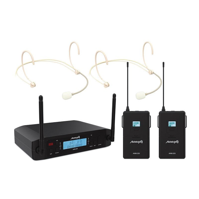 Audibax AWM 203 - Sistema Inalámbrico Micrófono diadema de 2 Canales UHF - Tempo Shop