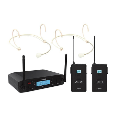 Audibax AWM 203 - Sistema Inalámbrico Micrófono diadema de 2 Canales UHF - Tempo Shop