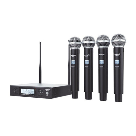 Audibax AWM 401 - Sistema Inalámbrico Micrófono de mano de 4 Canales UHF - Tempo Shop