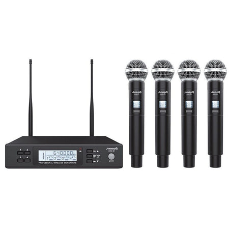 Audibax AWM 401 - Sistema Inalámbrico Micrófono de mano de 4 Canales UHF - Tempo Shop