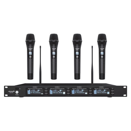 Audibax AWM 401 TD - Sistema Inalámbrico Micrófono de Mano de 4 Canales UHF - Tempo Shop