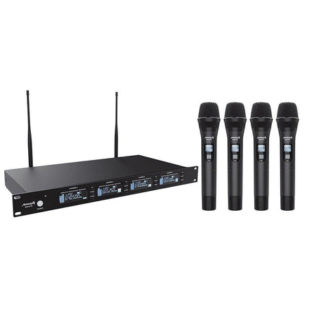 Audibax AWM 401 TD - Sistema Inalámbrico Micrófono de Mano de 4 Canales UHF - Tempo Shop