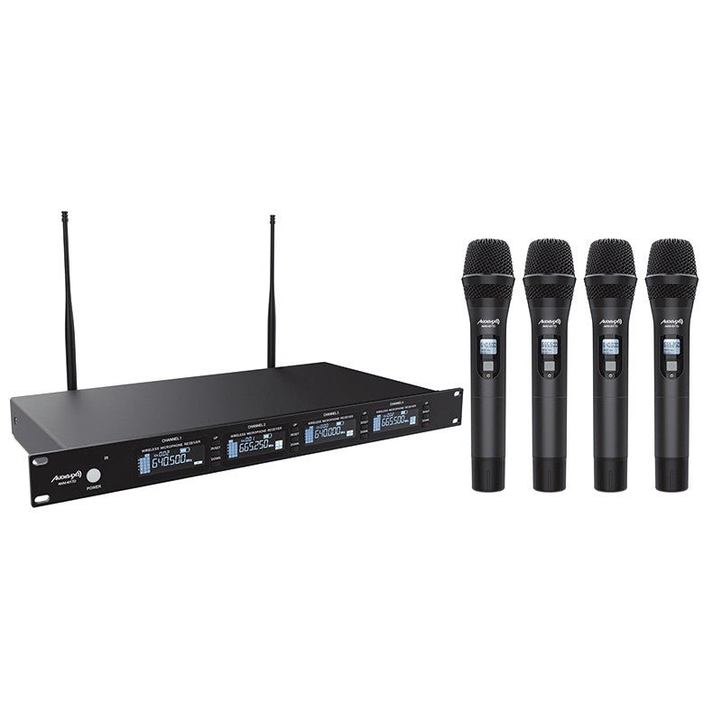 Audibax AWM 401 TD - Sistema Inalámbrico Micrófono de Mano de 4 Canales UHF - Tempo Shop