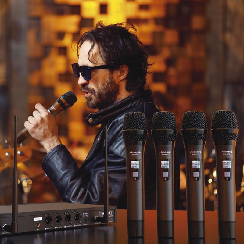 Audibax AWM 401 TD - Sistema Inalámbrico Micrófono de Mano de 4 Canales UHF - Tempo Shop
