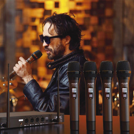 Audibax AWM 401 TD - Sistema Inalámbrico Micrófono de Mano de 4 Canales UHF - Tempo Shop