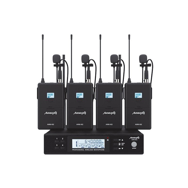 Audibax AWM 402 - Sistema Inalámbrico Micrófono Lavalier de 4 Canales UHF - Tempo Shop