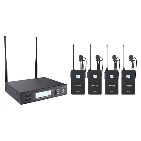 Audibax AWM 402 - Sistema Inalámbrico Micrófono Lavalier de 4 Canales UHF - Tempo Shop