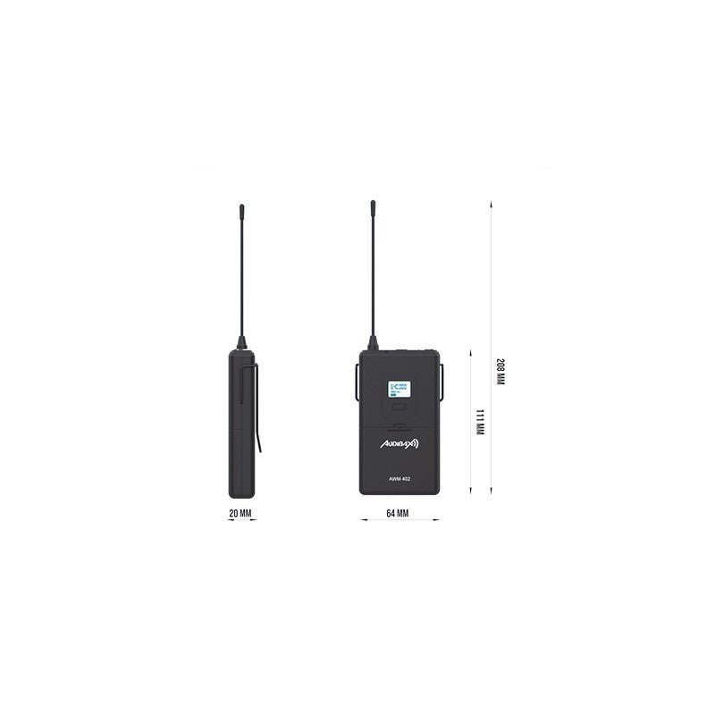 Audibax AWM 402 - Sistema Inalámbrico Micrófono Lavalier de 4 Canales UHF - Tempo Shop