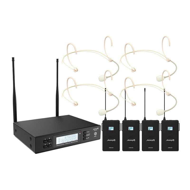 Audibax AWM 403 - Sistema Inalámbrico Micrófono diadema de 4 Canales UHF - Tempo Shop