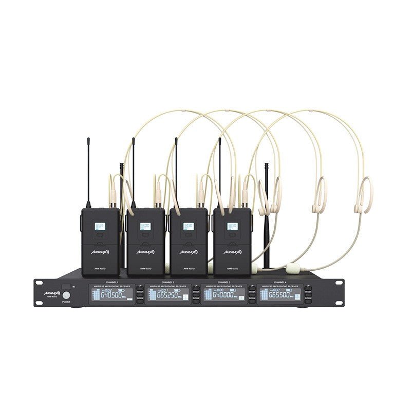 Audibax AWM 403 TD - Sistema Inalámbrico Micrófono de Diadema de 4 Canales UHF - Tempo Shop