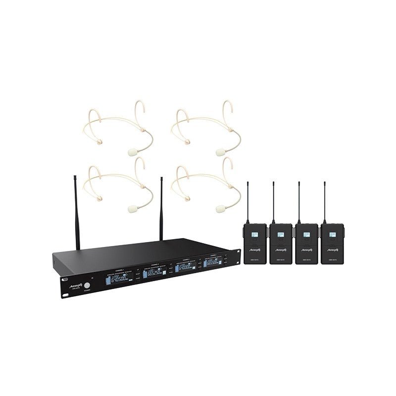 Audibax AWM 403 TD - Sistema Inalámbrico Micrófono de Diadema de 4 Canales UHF - Tempo Shop