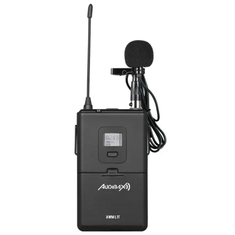 Audibax AWM L1T - Transmisor inalámbrico de petaca con micrófono Lavalier UHF profesional