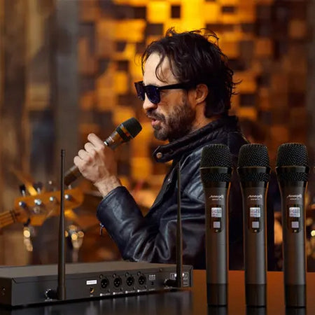 Audibax AWM M1T - Micrófono Inalámbrico UHF de Mano Profesional con 100 Canales