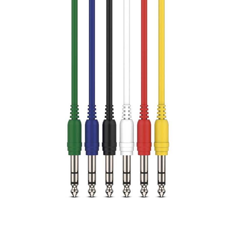 Audibax Basic 10101663 - Colour Cable Patch Jack Stereo a Jack Stereo 6 Unidades 60cm - Tempo Shop