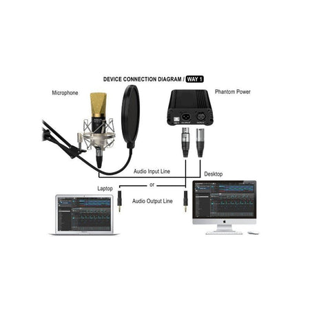 Audibax Berlin 1800 Gold Pro - Pack micro Estudio +Soporte + Antipop + Cables - Tempo Shop