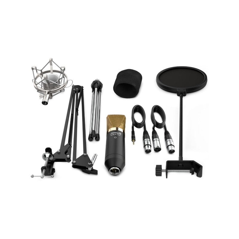 Audibax Berlin 1800 Gold Pro - Pack micro Estudio +Soporte + Antipop + Cables - Tempo Shop