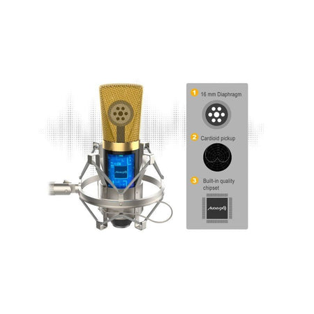 Audibax Berlin 1800 Gold Pro - Pack micro Estudio +Soporte + Antipop + Cables - Tempo Shop