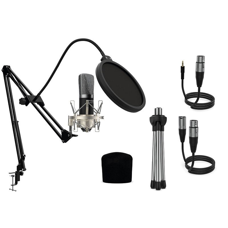 Audibax Berlin 1800 Silver Pro - Pack micro Estudio+ Soporte + Antipop + Cables - Tempo Shop