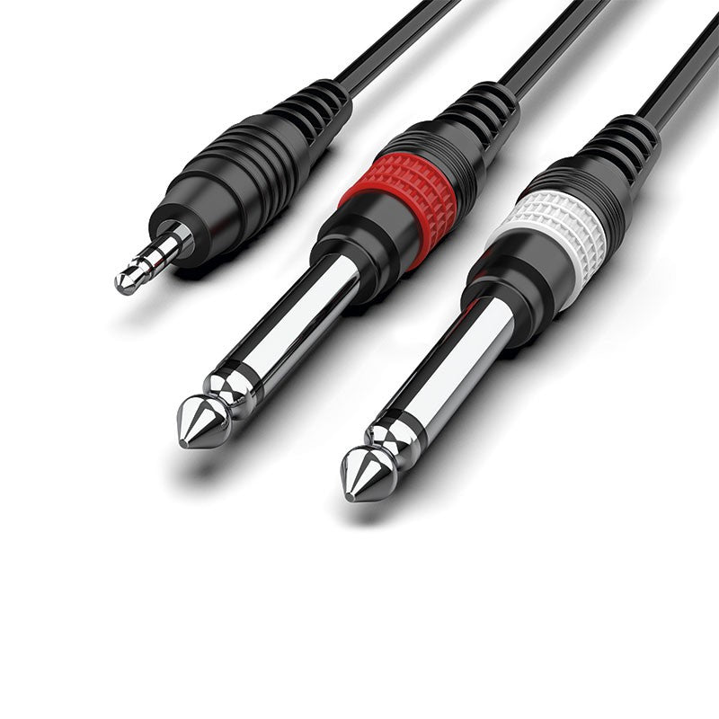Audibax Bronze 10053617 - Cable Minijack Stereo a 2 Jack Mono 15m Negro - Tempo Shop