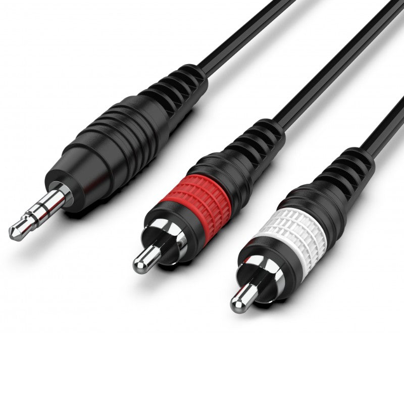 Audibax Bronze 10093056 - Cable Minijack Stereo a 2 RCA Macho 3m Negro - Tempo Shop