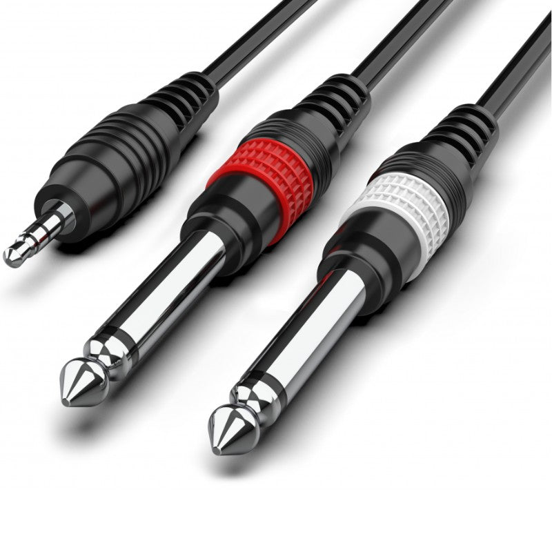Audibax Bronze 10093063 - Cable Minijack Stereo a 2 Jack Mono 3m Negro - Tempo Shop