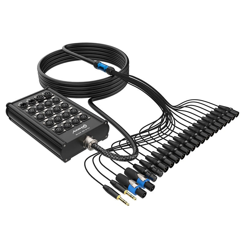 Audibax Pro MC XLR 162230 Pro 30M - Cajetín de escenario multicore 30 m, 16 XLR + 2 XLR + 2 Speakon