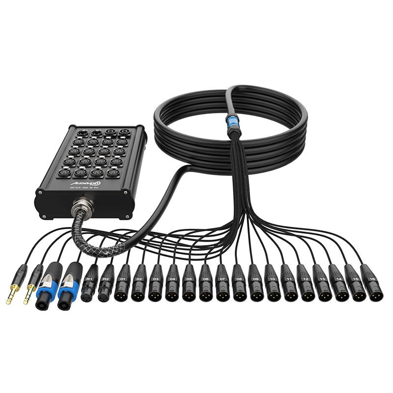 Audibax Pro MC XLR 162230 Pro 30M - Cajetín de escenario multicore 30 m, 16 XLR + 2 XLR + 2 Speakon