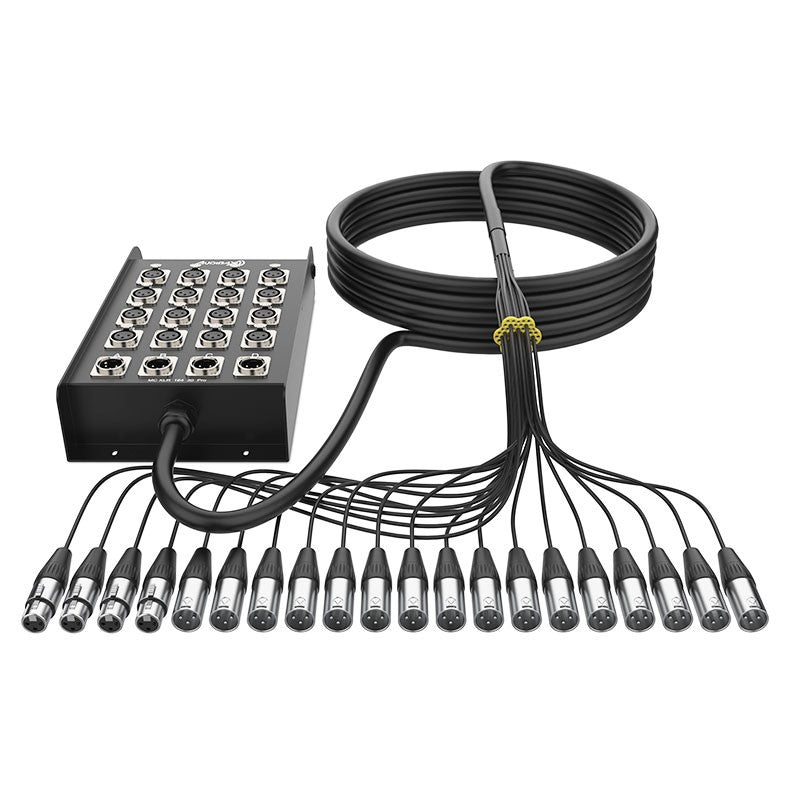 Audibax Pro MC XLR 16430 Pro - Cajetín de escenario multicore 30 m, 16 entradas XLR + 4 retornos XLR