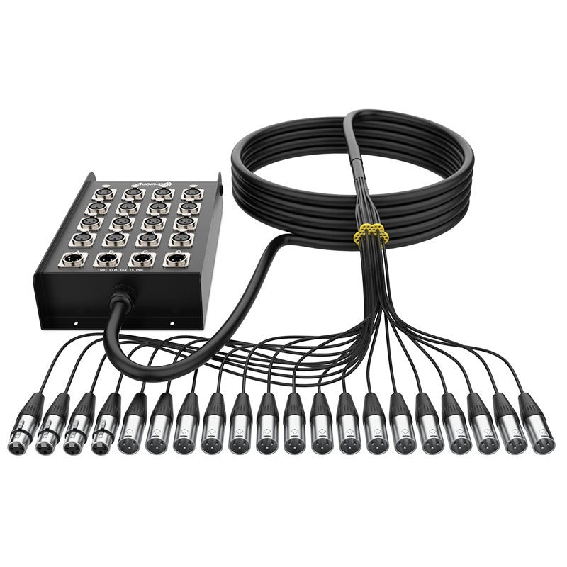Audibax Pro MC XLR 16415 Pro - Cajetín de escenario multicore 15 m, 16 entradas XLR + 4 retornos XLR