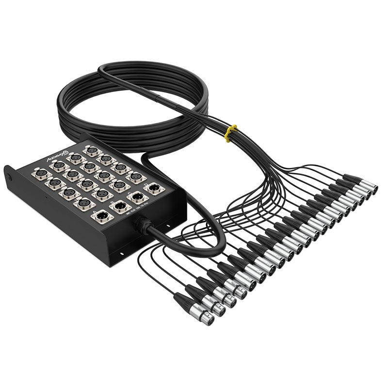 Audibax Pro MC XLR 16415 Pro - Cajetín de escenario multicore 15 m, 16 entradas XLR + 4 retornos XLR