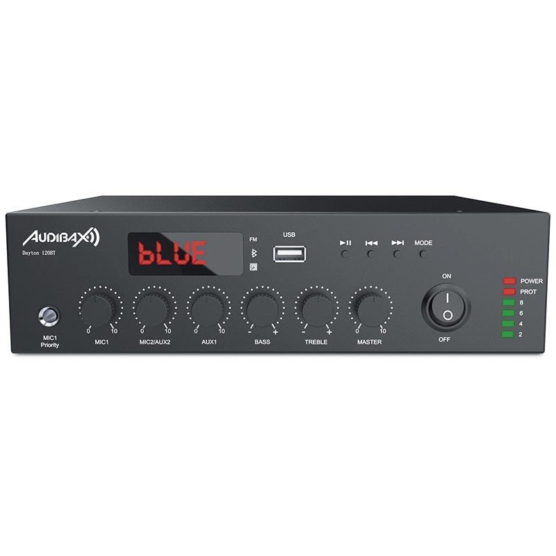 Audibax Dayton 120BT - Amplificador Línea de 100V y 4 - 16 Ω - 120W con USB, FM y Bluetooth - Tempo Shop