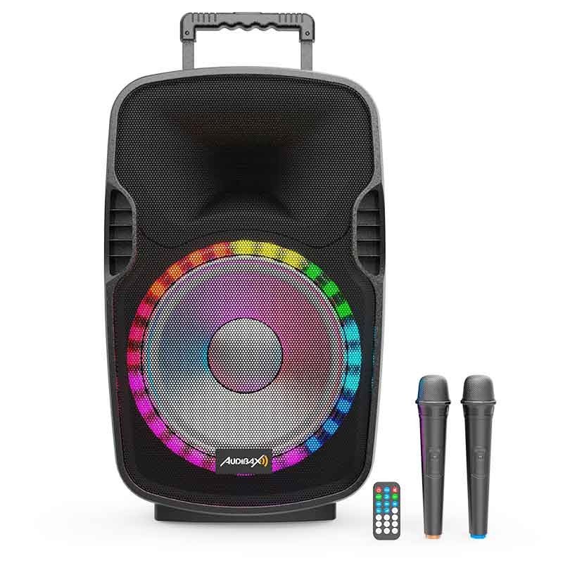 Audibax Denver 15 Malibu - Altavoz Activo PA 15" PA con Batería y Efectos LED + 2 Micros + Mando - Tempo Shop