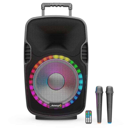 Audibax Denver 15 Malibu - Altavoz Activo PA 15" PA con Batería y Efectos LED + 2 Micros + Mando - Tempo Shop