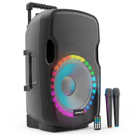 Audibax Denver 15 Malibu - Altavoz Activo PA 15" PA con Batería y Efectos LED + 2 Micros + Mando - Tempo Shop