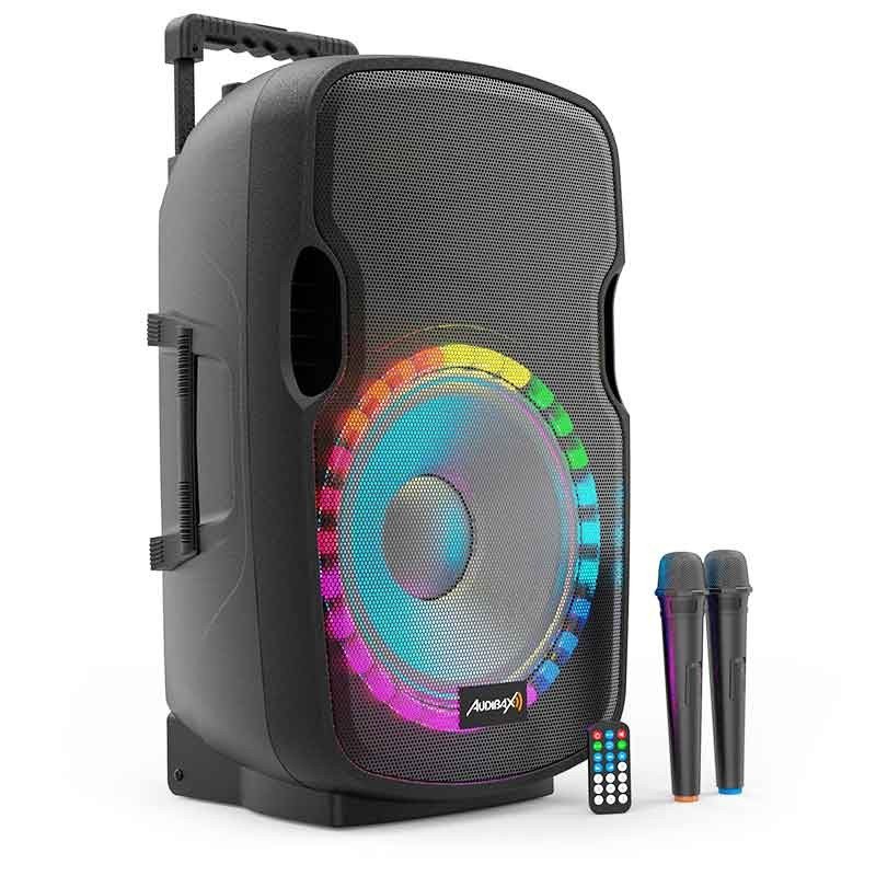 Audibax Denver 15 Malibu - Altavoz Activo PA 15" PA con Batería y Efectos LED + 2 Micros + Mando - Tempo Shop