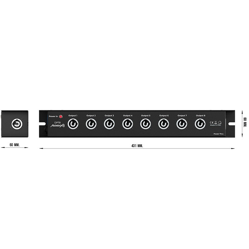 Audibax DPT8 - Distribuidor de Energía 16A con 8 Salidas PowerCON