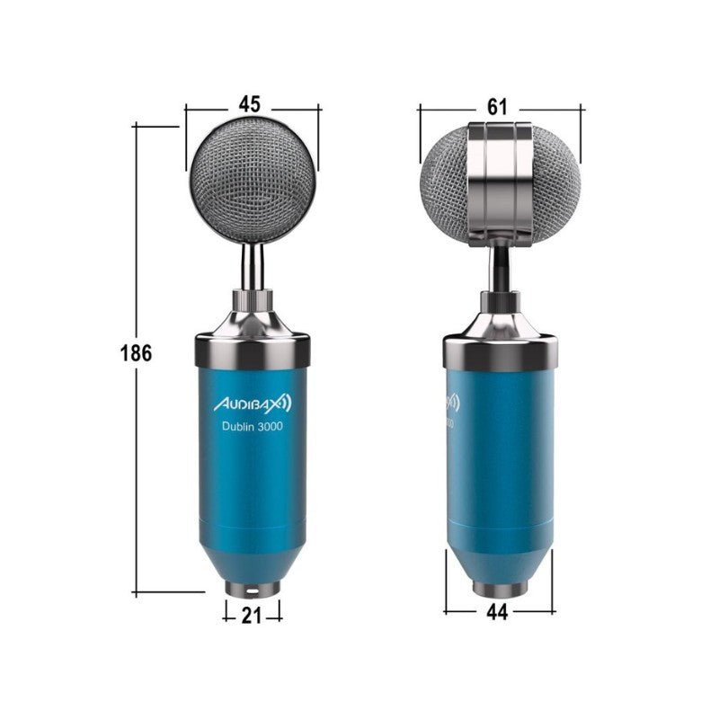 Audibax Dublin 3000 Blue - Pack Micrófono Studio Gran Diafragma - Tempo Shop
