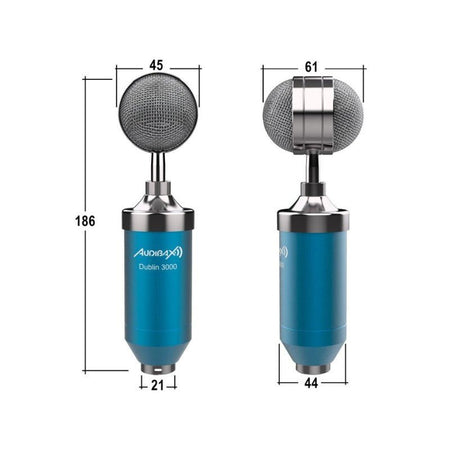 Audibax Dublin 3000 Blue - Pack Micrófono Studio Gran Diafragma - Tempo Shop