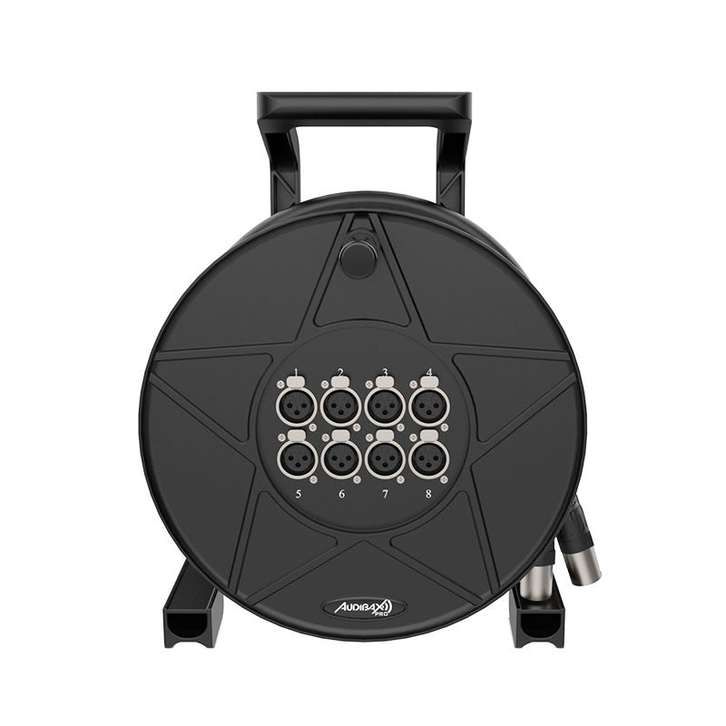 Audibax Pro MC XLR 8815 Drum Pro - Carrete multicore 8×8 XLR de 15 m para escenario