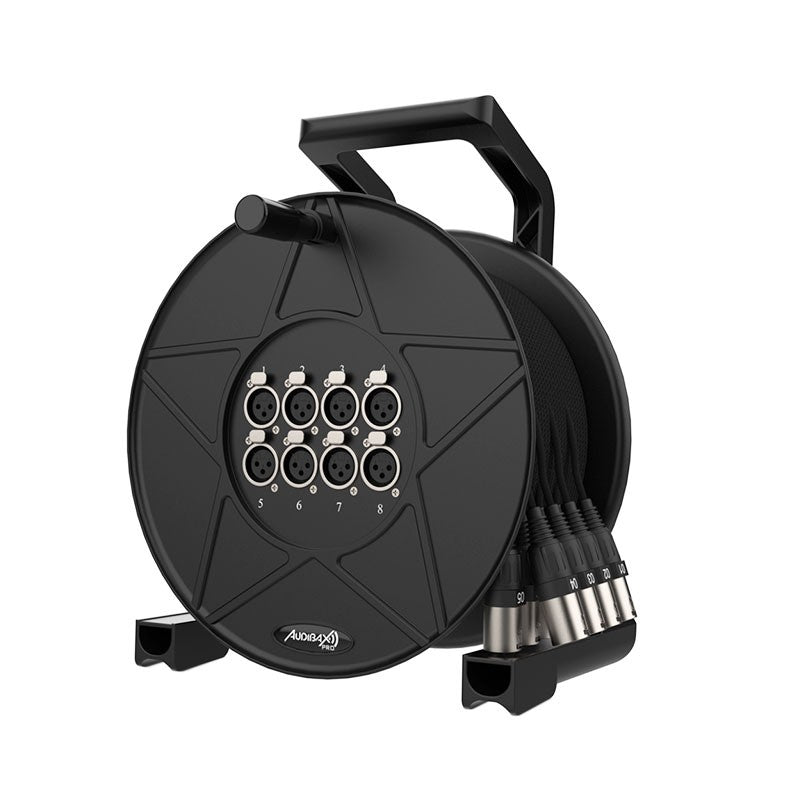 Audibax Pro MC XLR 8815 Drum Pro - Carrete multicore 8×8 XLR de 15 m para escenario